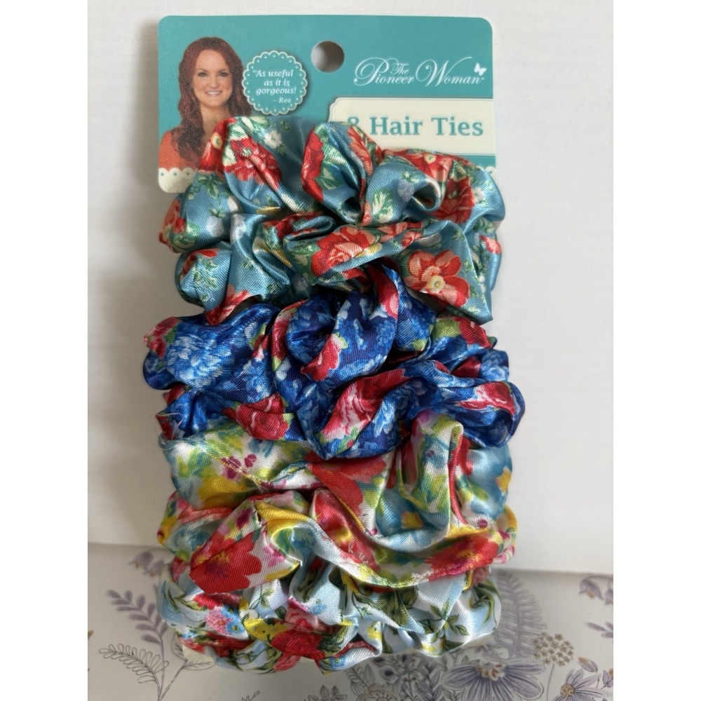 Pioneer Woman Hair Ties Pack of 8 Vintage Floral Design Scrunchie accessories - Picture 3 of 3